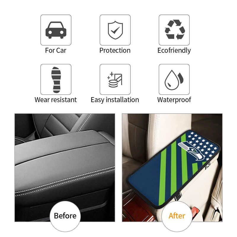Seattle Seahawks1 Printed car armrest box pad anti-abrasion pad
