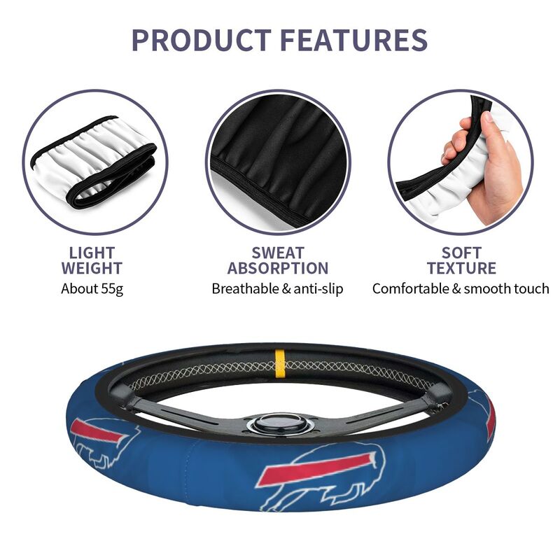 Buffalo Bills 1 Printed breathable elastic steering wheel anti slip cover