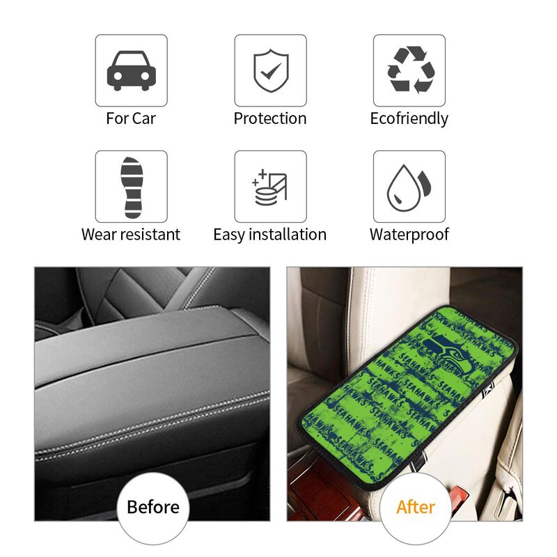 Seattle Seahawks print Car armrest box protective cover car center console armrest pad