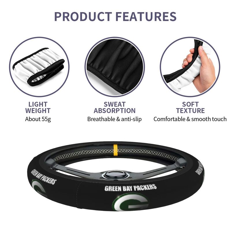 Green Bay Packers 1 Printed car anti-skid cover elastic steering wheel cover