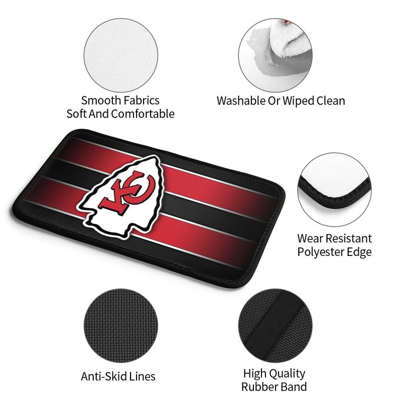 Car armrest box pad Kansas City Chiefs 6 Printed central armrest box cushion protective pad