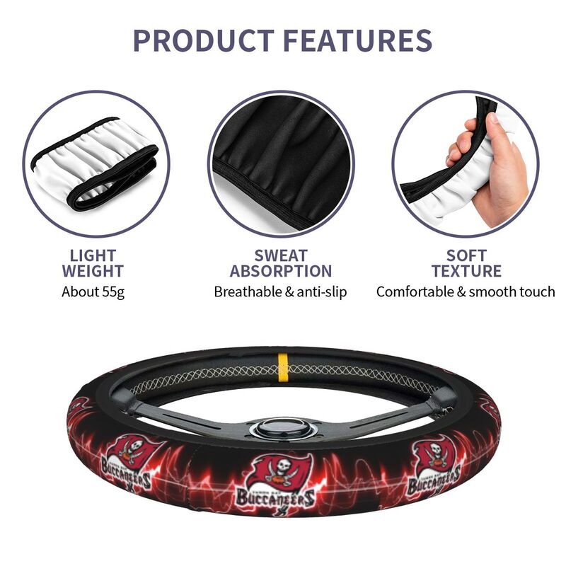 Tampa Bay Buccaneers 4 Printed car protective cover elastic steering wheel cover