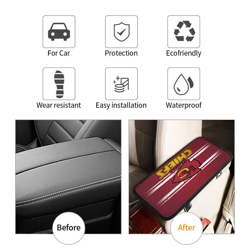 Car armrest box pad Kansas City Chiefs 2 Printed central armrest box cushion protective pad