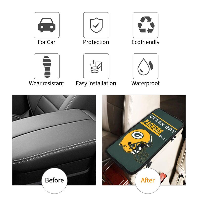 Green Bay Packers Print car armrest box cushion armrest protective cover