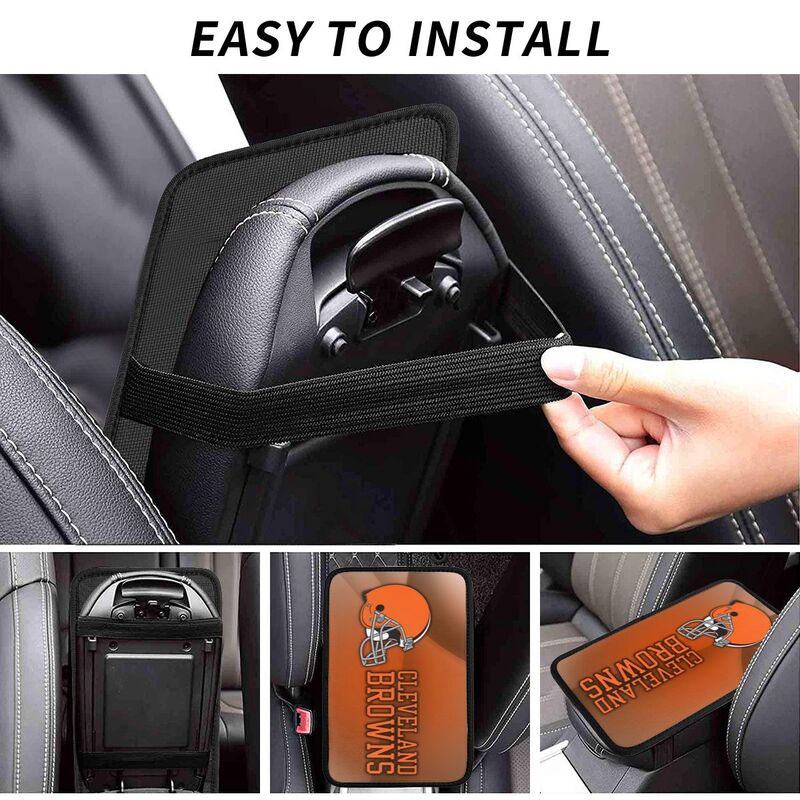 Car armrest box pad Cleveland Browns Printed center armrest box pad protective pad