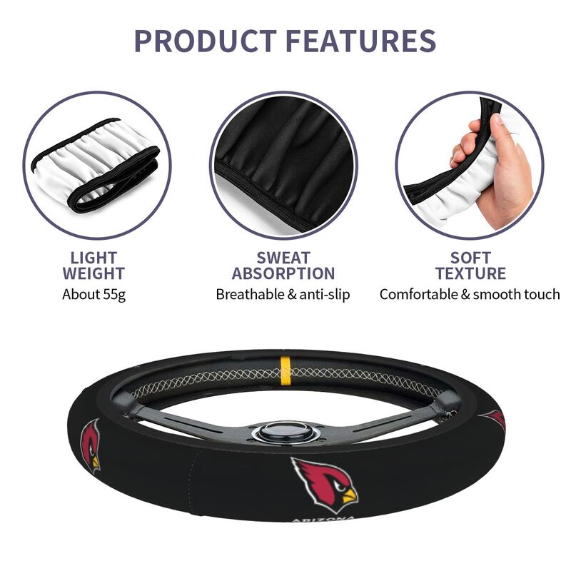 Arizona Cardinals 2 Printed breathable elastic steering wheel cover