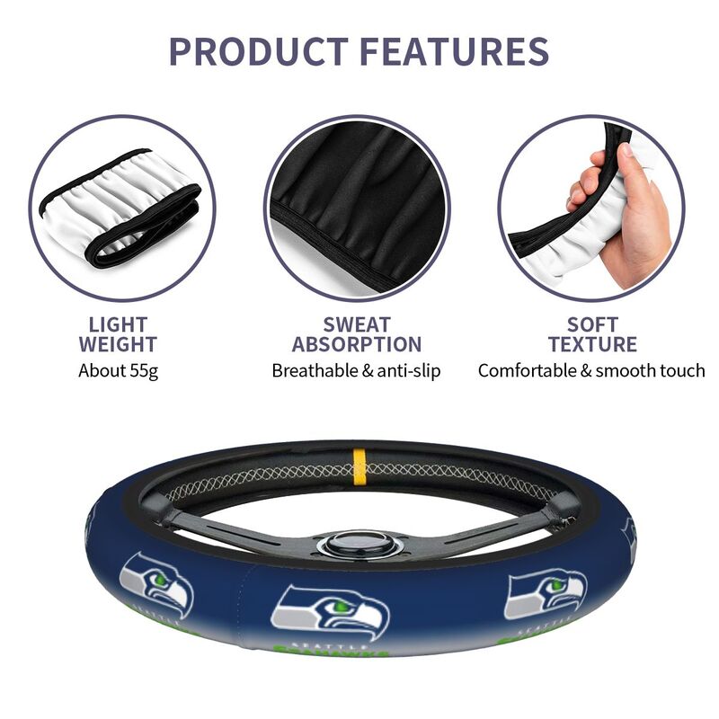 Seattle Seahawks 4 Printed car anti-skid cover elastic steering wheel cover