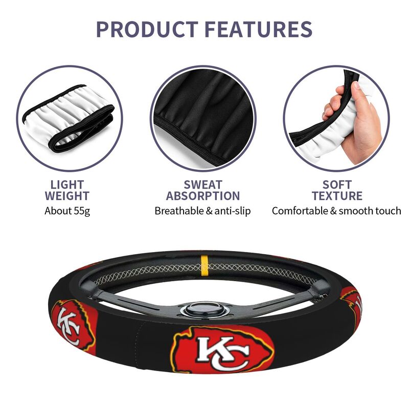 Kansas City Chiefs 1 Printed elastic steering wheel cover anti slip breathable
