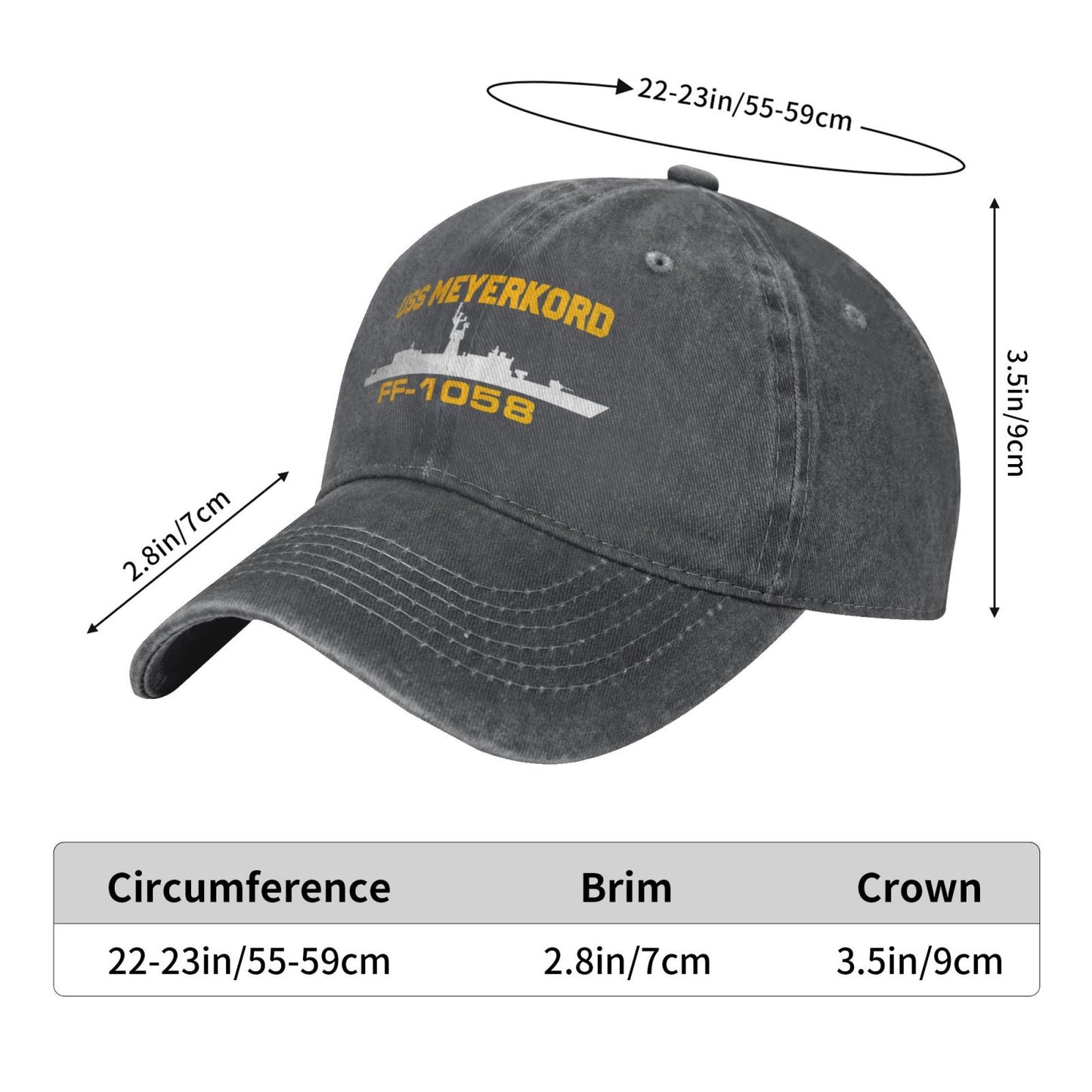USS Meyerkord (FF-1058) Printed unisex baseball cap adjustable cap veteran gift