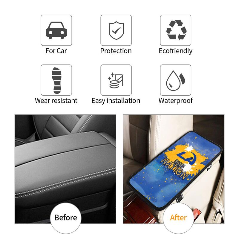 Los Angeles Rams print car center console armrest pad Car armrest box protective cover
