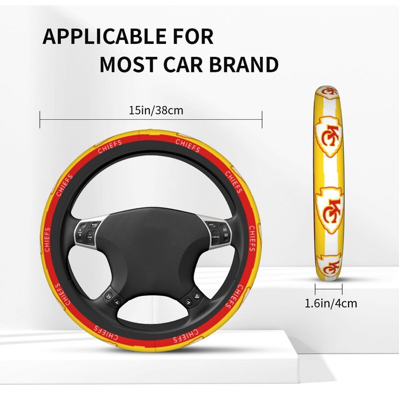 Kansas City Chiefs 2 Printed breathable elastic steering wheel anti slip cover