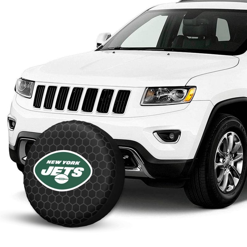New York Jets Grid printed car tire cover dustproof and waterproof tire cover