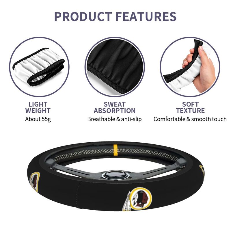 Washington Commanders 2 Printed elastic steering wheel cover car protective cover