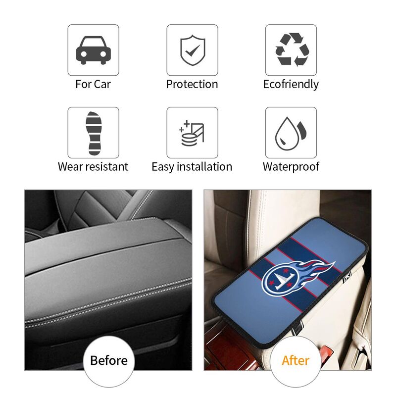 Car armrest box pad Tennessee Titans7 Printed central armrest box pad anti slip pad