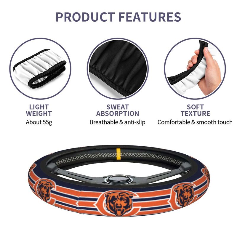 Chicago Bears 2 Printed elastic steering wheel cover anti slip breathable