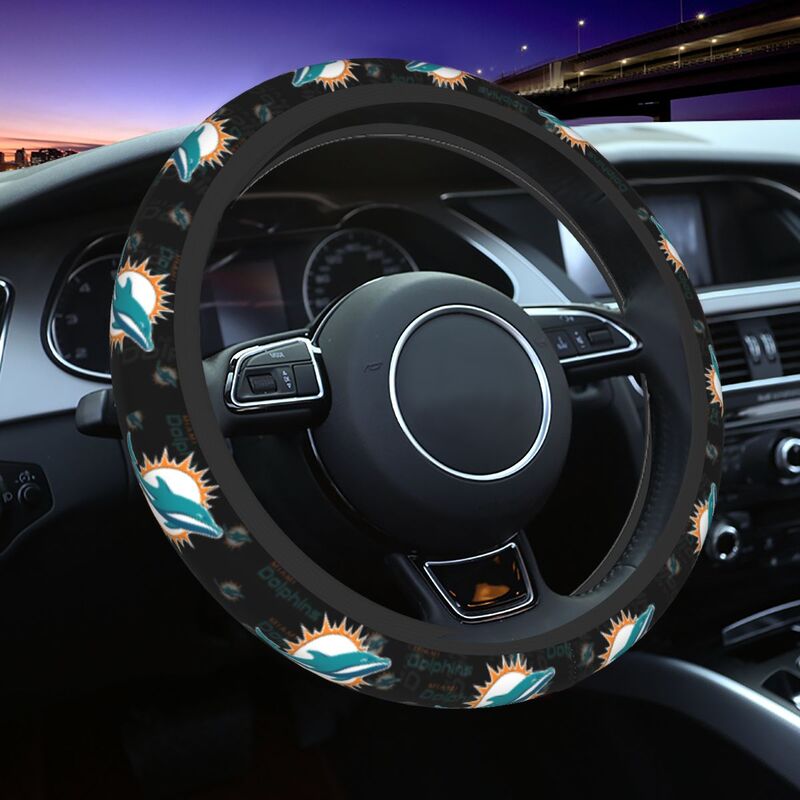 Miami Dolphins Printed breathable elastic steering wheel protective cover