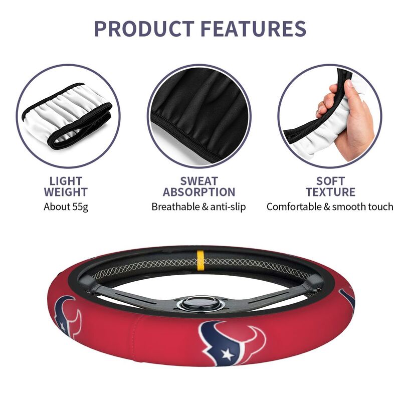 Houston Texans 1 Printed breathable elastic steering wheel protective cover