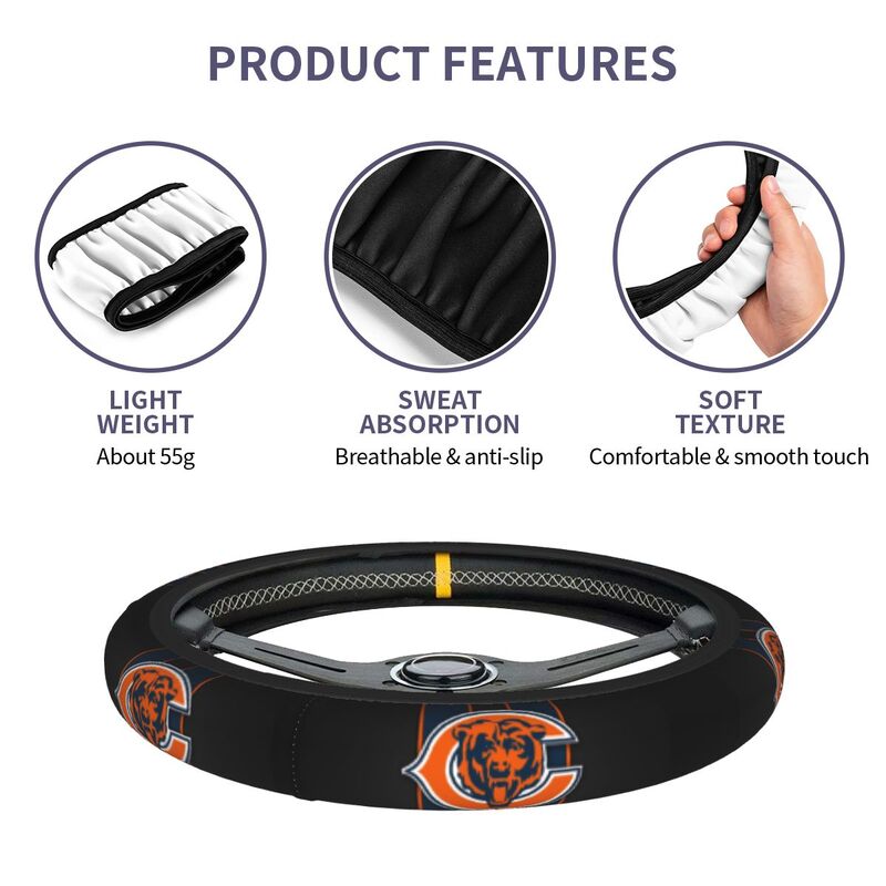 Chicago Bears Printed elastic steering wheel cover anti slip breathable