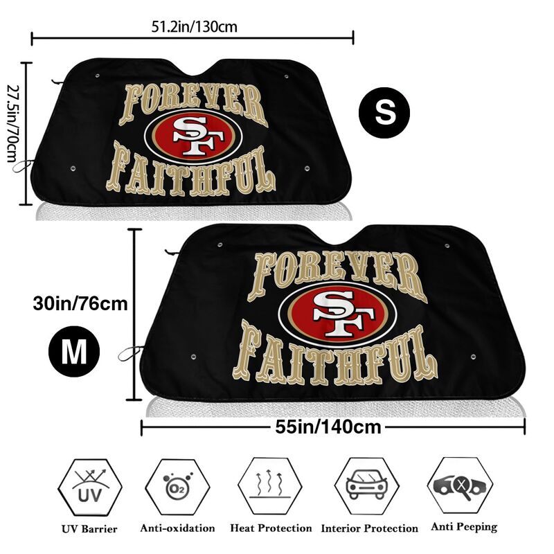 San Francisco 49ers 3 Printed multi size front windshield sunshade car windshield sunshade