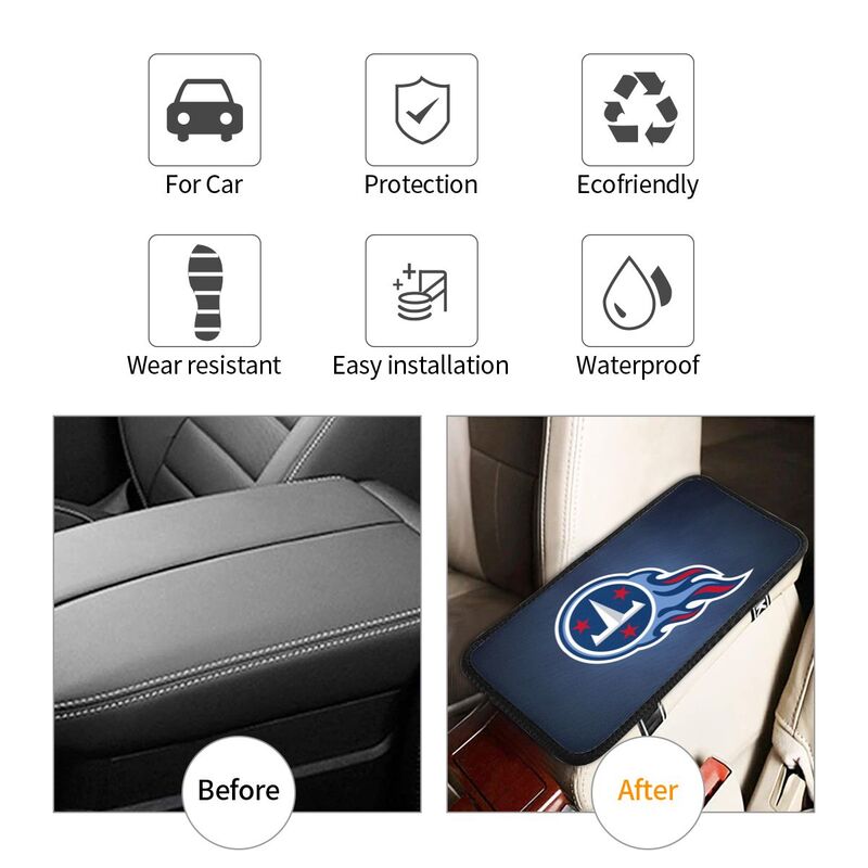 Car armrest box pad Tennessee Titans6 Printed central armrest box pad anti slip pad