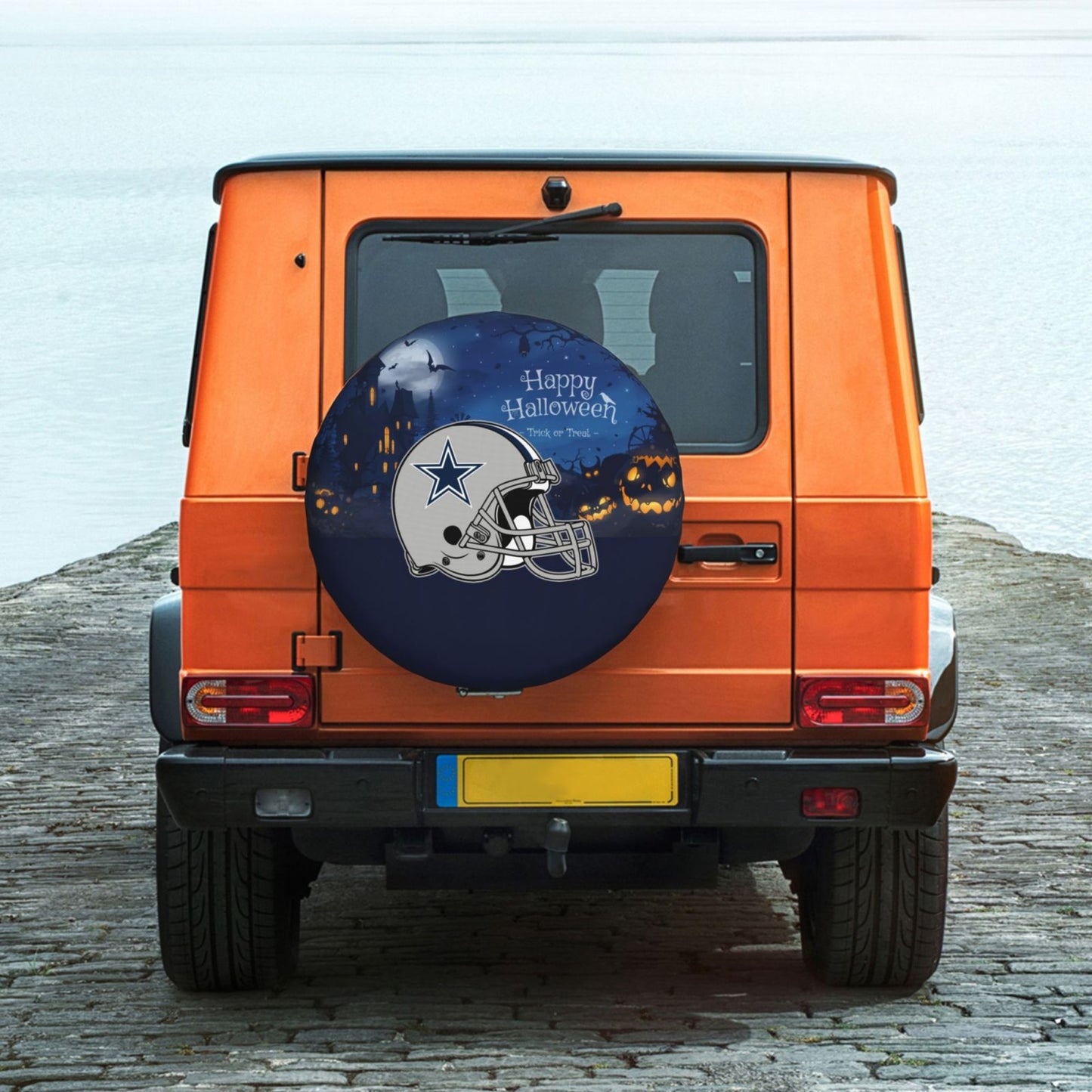 Dallas Cowboys printed car tire cover Happy Halloween printed tire dust cover