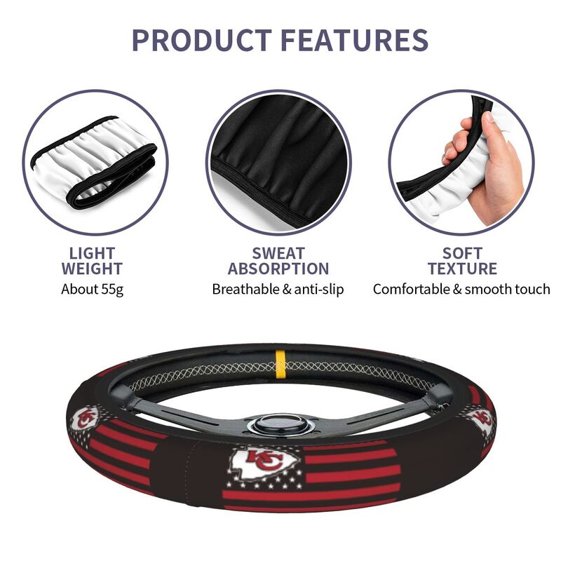 Kansas City Chiefs Printed car anti-skid cover elastic steering wheel cover