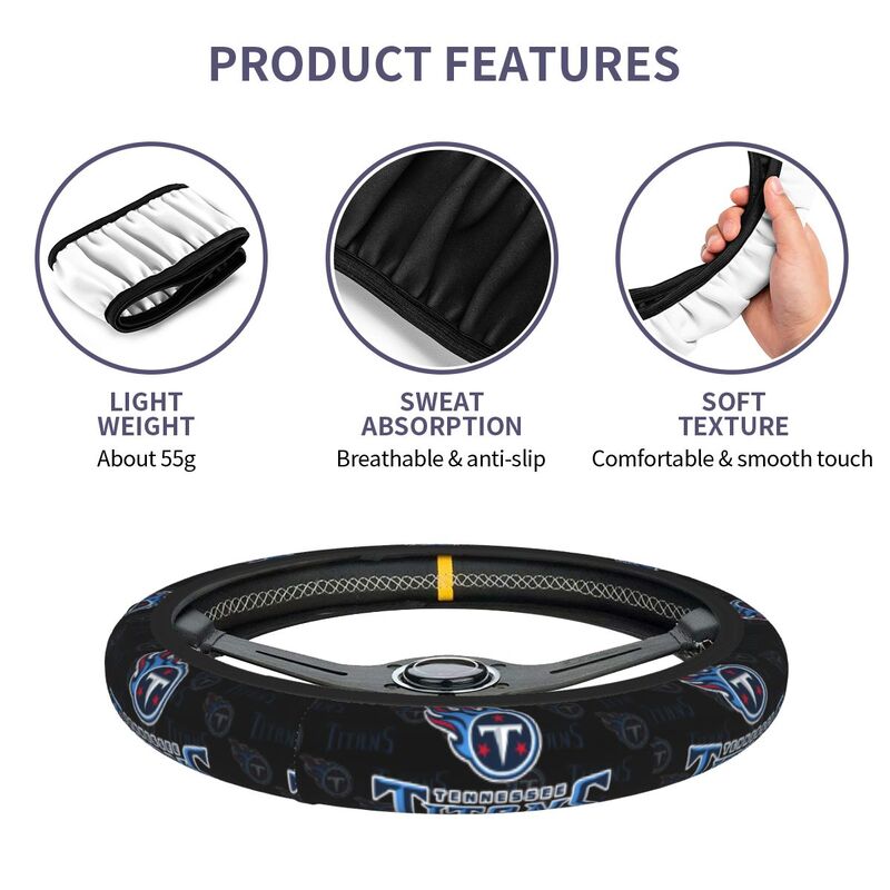 Tennessee Titans 1 Printed breathable elastic steering wheel protective cover