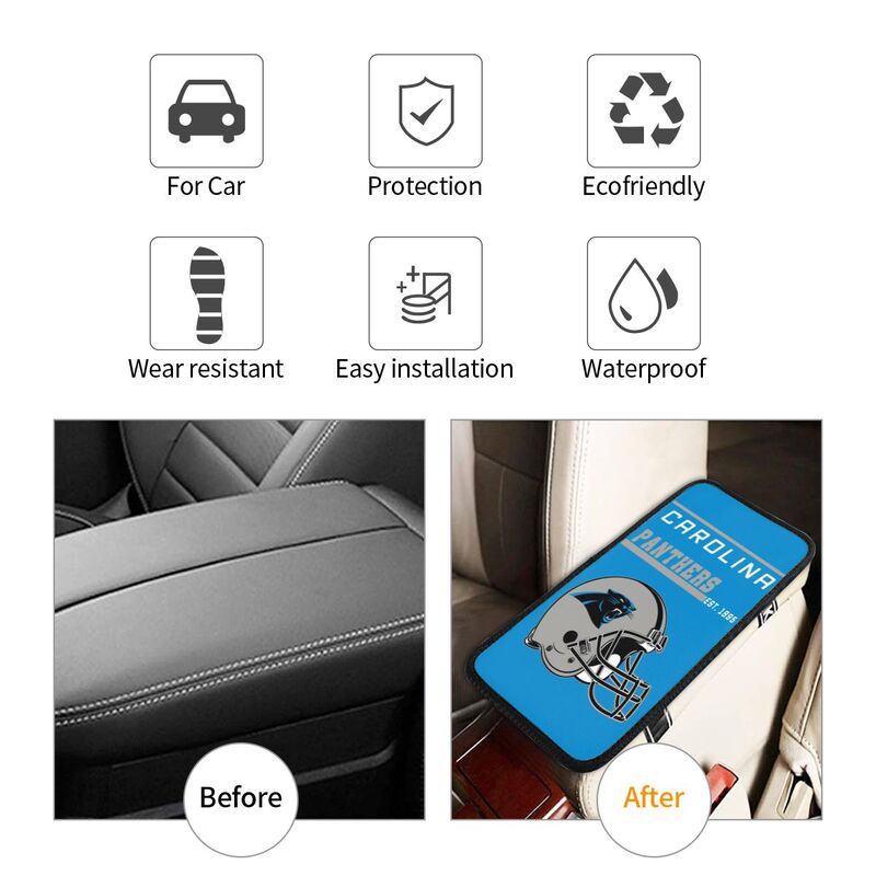 Carolina Panthers Print car armrest box cushion armrest protective cover