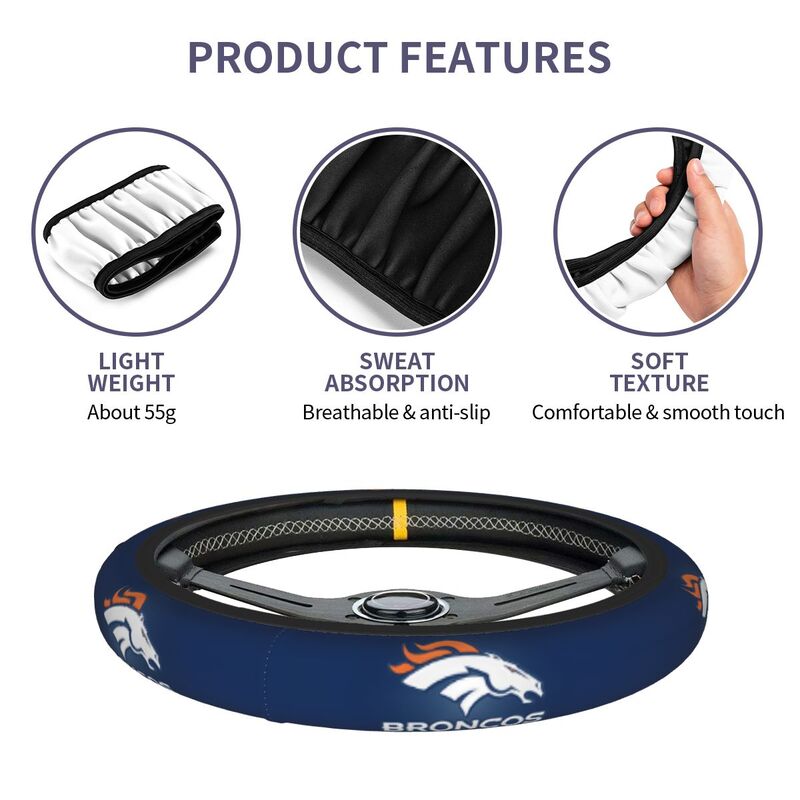 Denver Broncos Printed elastic steering wheel cover car protective cover