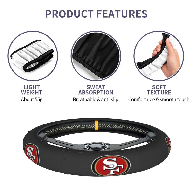 San Francisco 49ers Printed elastic steering wheel cover anti slip breathable