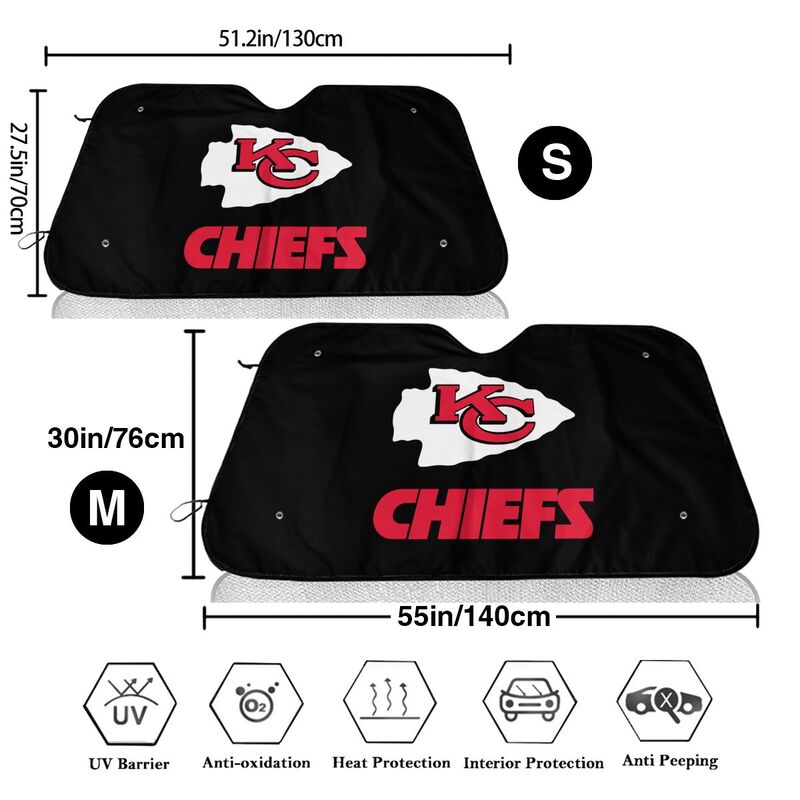 Kansas City Chiefs Printed car windshield sunshade (multi size) front windshield sunshade