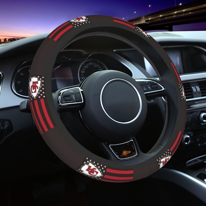 Kansas City Chiefs 2 Printed breathable elastic steering wheel cover anti slip cover