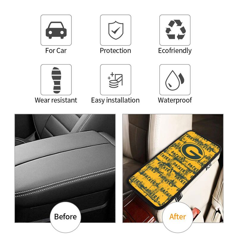 Green Bay Packers print Car armrest box protective cover car center console armrest pad