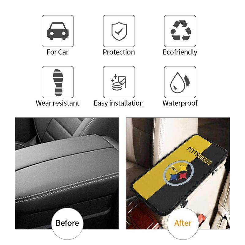 Car armrest box pad Pittsburgh Steelers 3 Printed central armrest box cushion protective pad