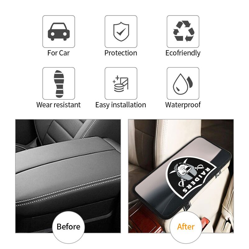 Car armrest box pad Las Vegas Raiders7 Printed central armrest box pad anti slip pad
