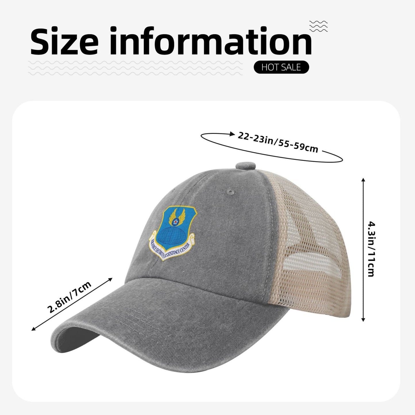 USAF-Security Assistance Center Printed unisex baseball cap adjustable grid baseball cap veteran gift