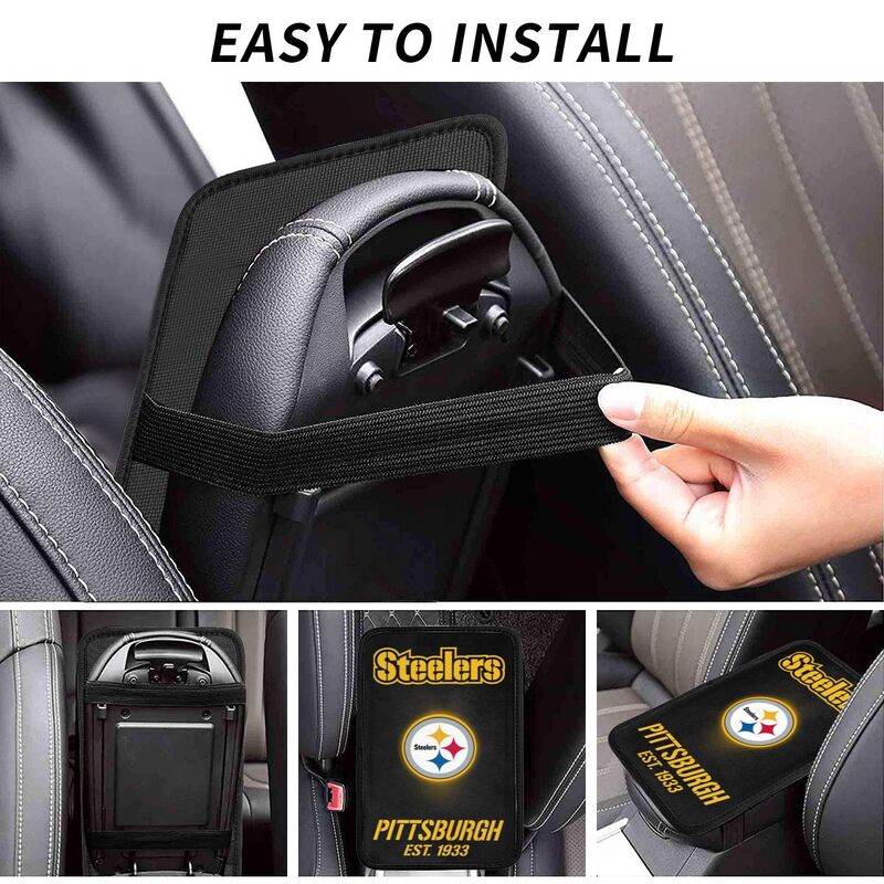 Car armrest box pad Pittsburgh Steelers 2 Printed central armrest box cushion protective pad