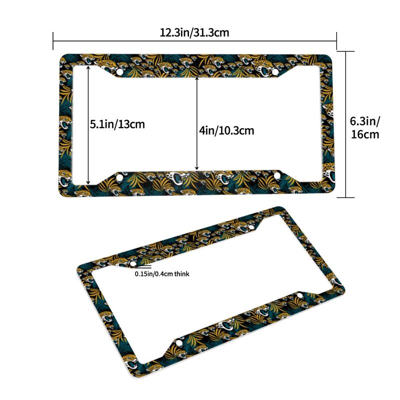 Jacksonville Jaguars Print Car license plate frame four hole license plate holder (one pair)