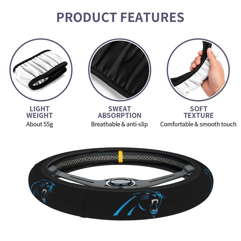 Carolina Panthers Printed breathable elastic steering wheel protective cover