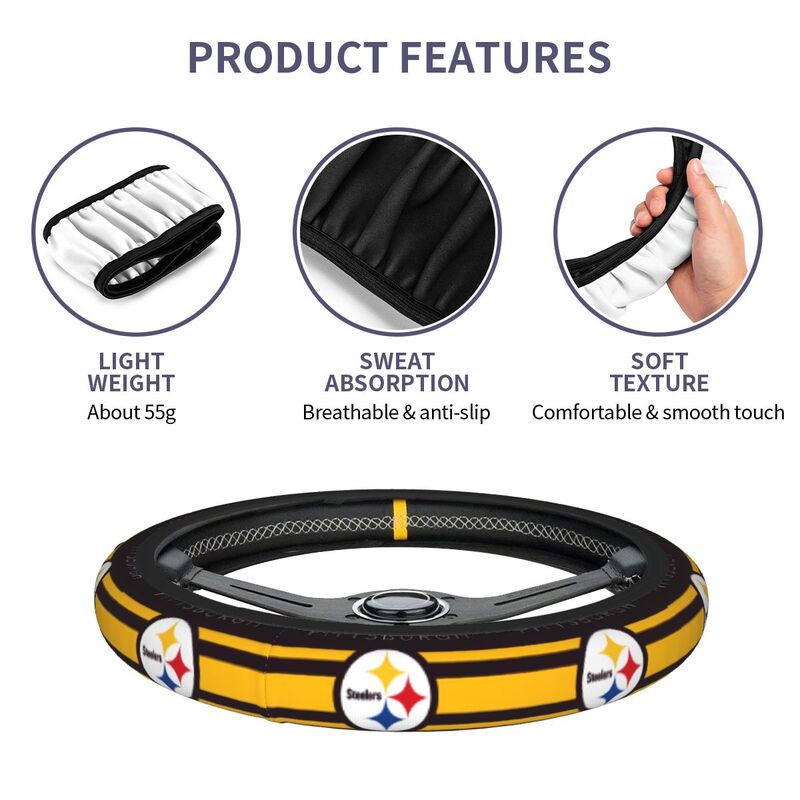 Pittsburgh Steelers Printed breathable anti slip cover elastic steering wheel cover