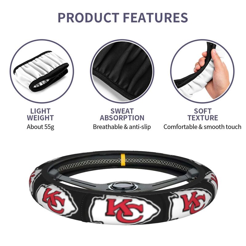 Kansas City Chiefs Printed breathable anti slip cover elastic steering wheel cover