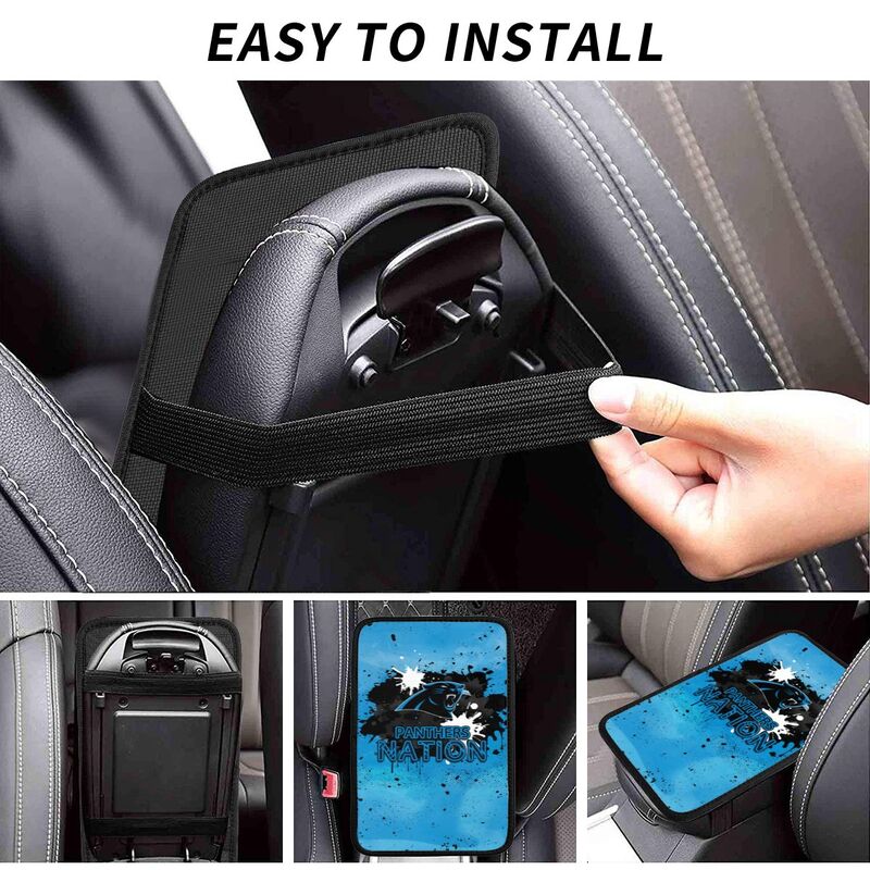 Carolina Panthers print car center console armrest pad Car armrest box protective cover