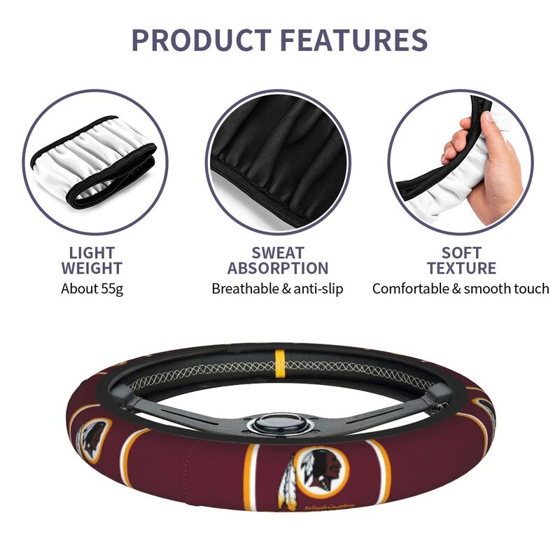 Washington Commanders Printed breathable elastic steering wheel cover anti slip cover