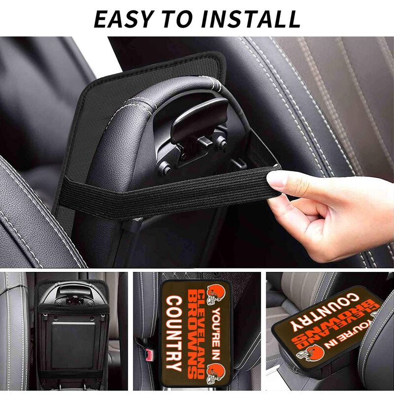 Cleveland Browns Printed car armrest box pad elbow support pad