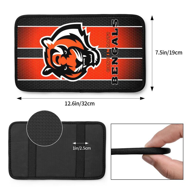 Car armrest box pad Cincinnati Bengals Printed center armrest box pad protective pad