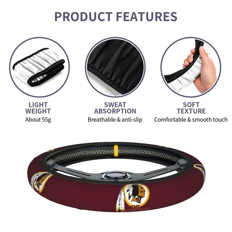 Washington Commanders Printed breathable elastic steering wheel protective cover