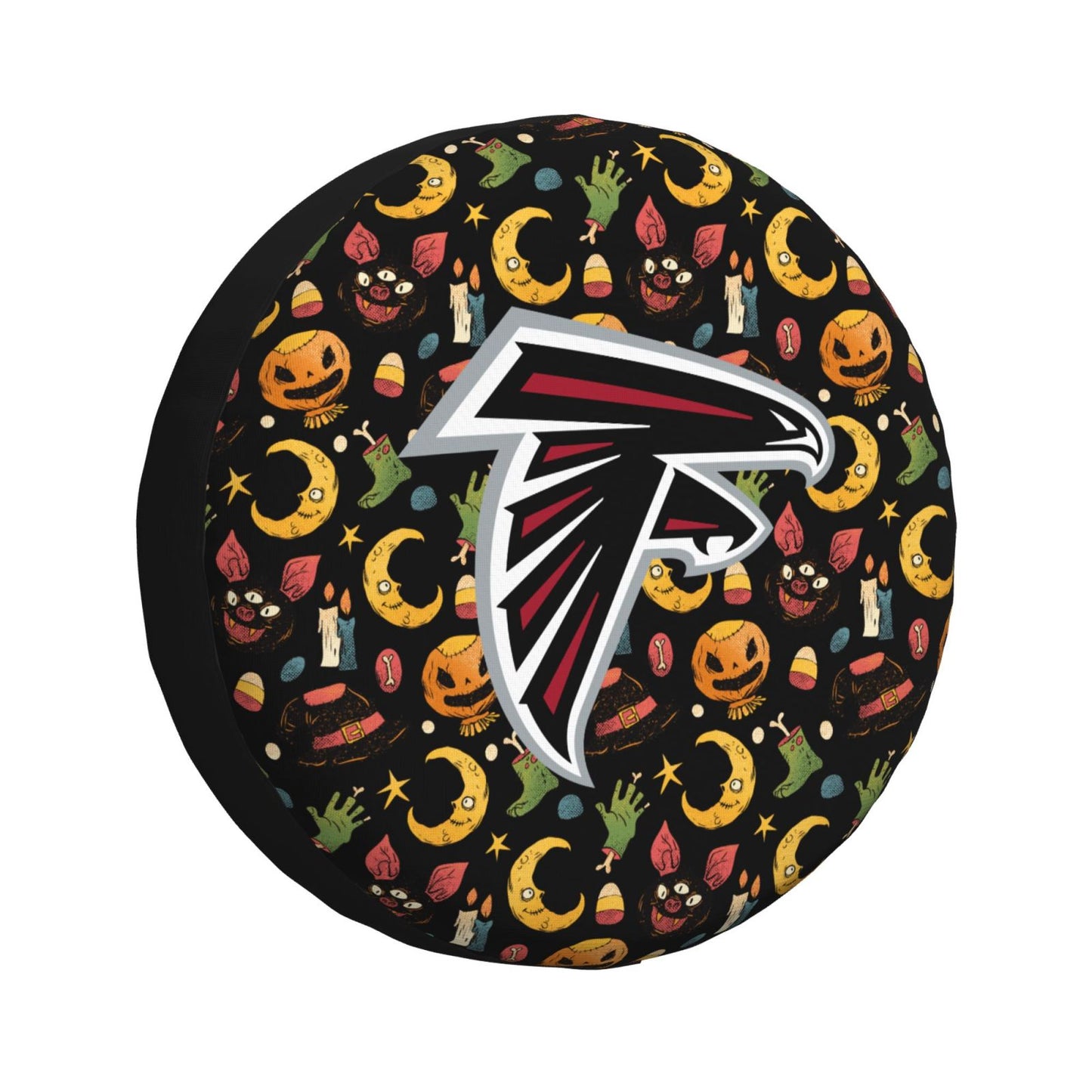 Atlanta Falcons logo Halloween Pumpkin Moon Print Car Tire Cover Tire Dust Cover