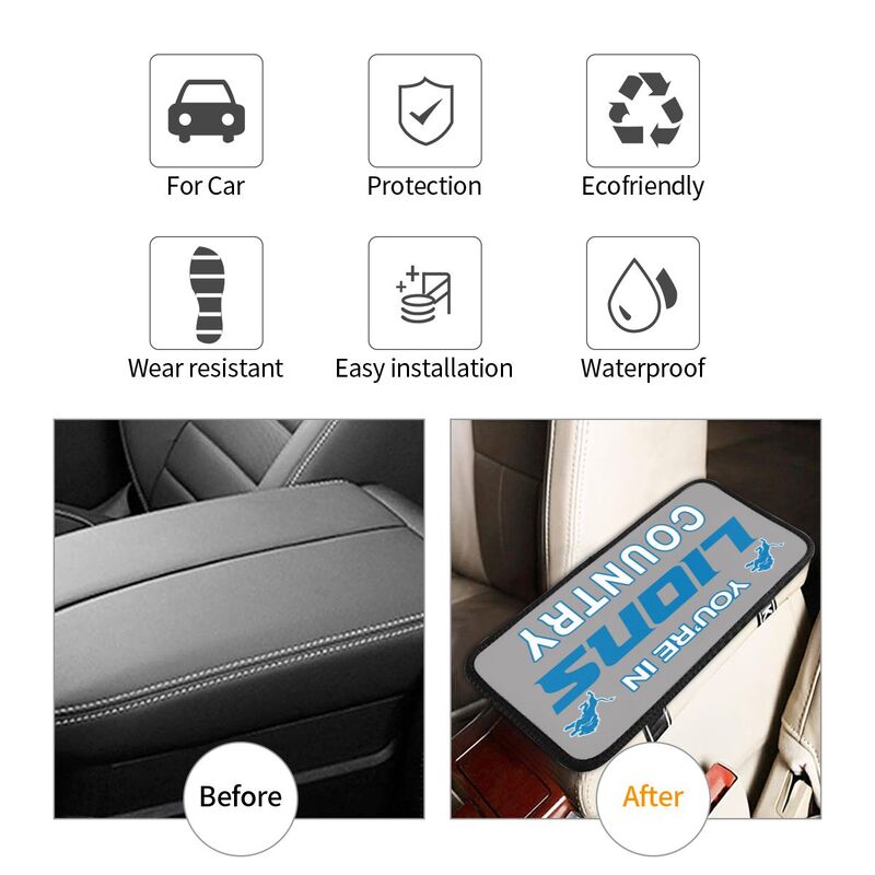 Detroit Lions Printed car armrest box pad elbow support pad