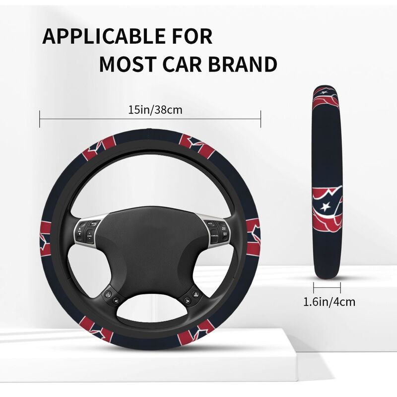 Houston Texans 2 Printed breathable elastic steering wheel cover anti slip cover