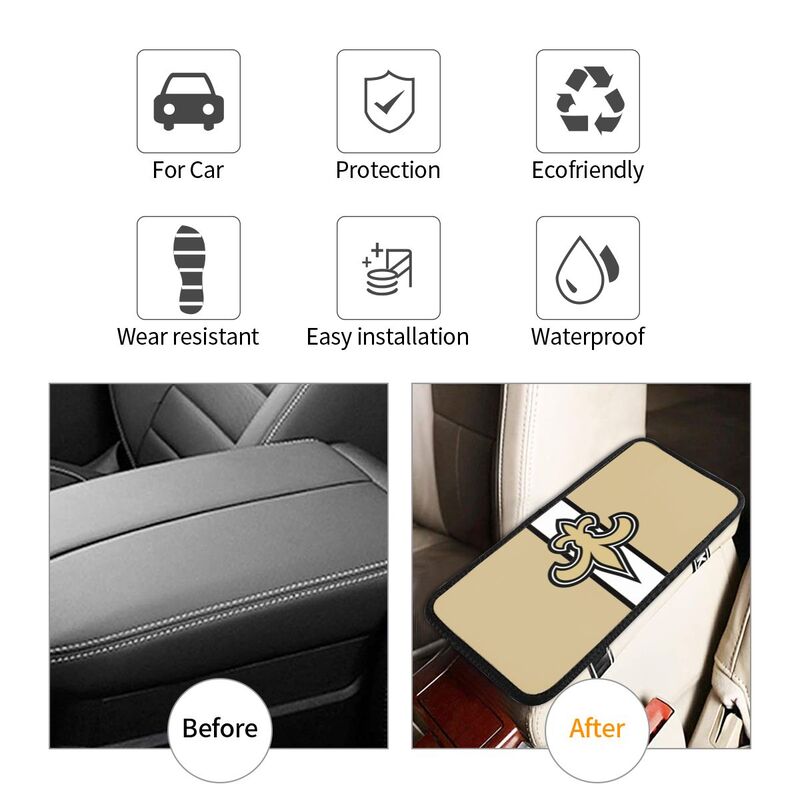 New Orleans Saints4 Printed car center armrest box pad anti slip pad